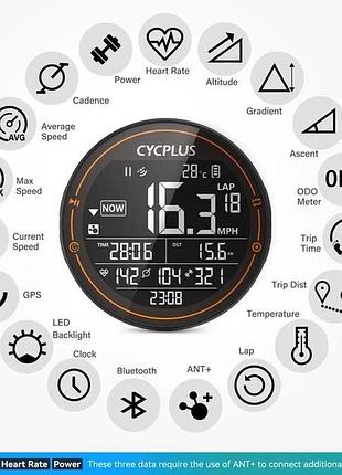 Профессиональный велокомпьютер cycplus m2: gps/glonass/galileo, поддержка датчиков ant+
