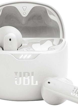 Навушники jbl tune flex tws білий водонепроникні ipx7 anc до 32 год bluetooth вкладиші 12 мм 4 мікрофони type‑c кейс фітнес для