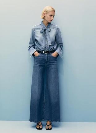 Широкі джинси mango сині на високий ріст вайд лег палаццо wide leg висока посадка