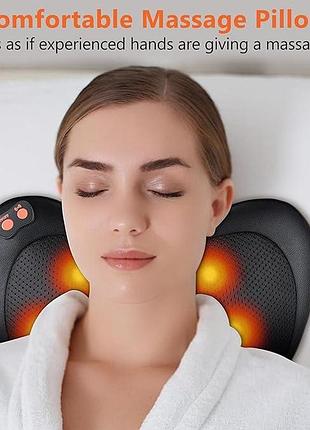 Масажна подушка shiatsu 3d: роликовий масаж з підігрівом для шиї, плечей та попереку
