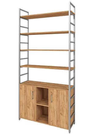 Стеллаж металлический loft details mm-231-2 серый каркас, дуб крафт золотой, 18 мм