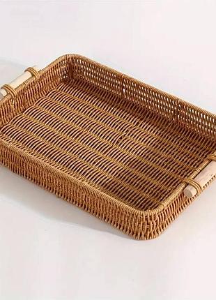 Поднос прямоугольный с деревянными ручками wood 30 см