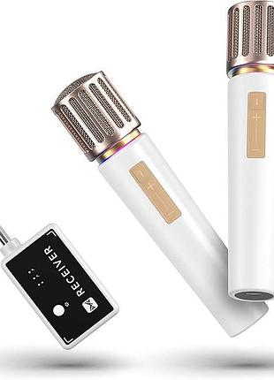 Беспроводной микрофон echomussy ya08-1 (60м радиус, 40 ч работы, rgb-подсветка, gold/white)