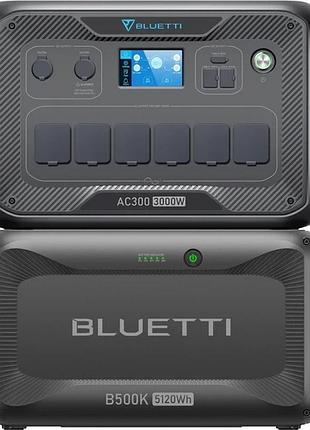 Зарядная станция bluetti ac300 + дополнительная батарея b500k, 3000 вт / 5120 втч, lifepo4