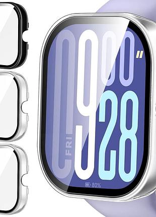Чехол для часов ivoler redmi watch 5 / redmi watch 4 прозрачный+черный 3 шт жесткий pc с 9h закаленным стеклом