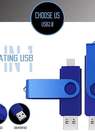 Флеш-накопичувач 717308976615 синій 512gb usb 2.0 металевий поворотний корпус високошвидкісний для пк/android/зберігання файлів