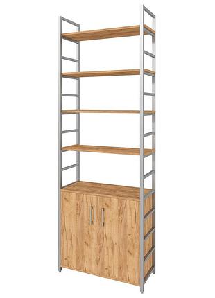 Стеллаж металлический loft details mm-230-2 серый каркас, дуб крафт золотой, 18 мм