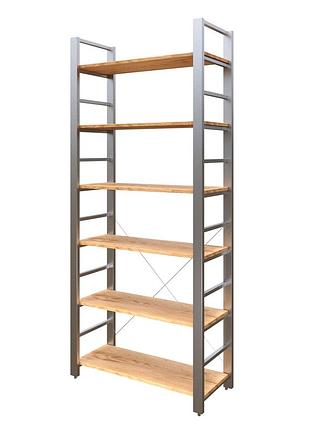 Стеллаж металлический loft details m-190-1 серый каркас, дуб крафт золотой, 18 мм
