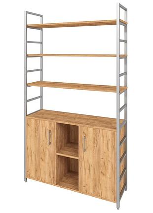 Стеллаж металлический loft details mm-191-2 серый каркас, дуб крафт золотой, 18 мм