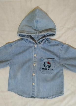 Курточка детская голубая джинсовая zara hello kitty на девочку 3-4 года в идеальном состоянии