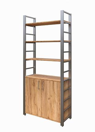 Стеллаж металлический loft details mm-190-1 серый каркас, дуб крафт золотой, 18 мм