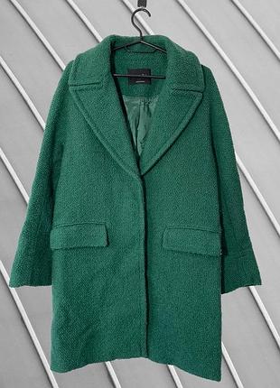 Женское пальто massimo dutti оригинал s m / зеленое пальто тедди / шерстяное пальто букле