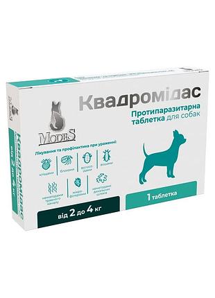 Квадромидас (аналог симпарика трио)противопаразитарные таблетки для собак 2-4 кг, 0.2 г