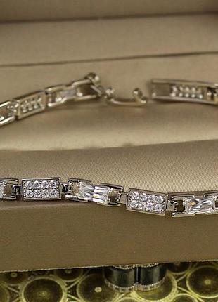 Браслет xuping jewelry гравий с белыми камнями 19 см 5 мм серебристый love-shopping
