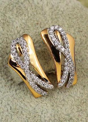 Сережки xuping jewelry стрічка з родієм 1,9 см золотисті love-shopping