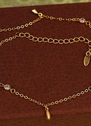 Браслет xuping jewelry на ногу с камнями и подвесками лепесток 28 см золотистый love-shopping