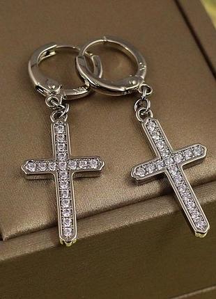 Серьги подвески xuping jewelry крестики рожденственское сияние 3,8 см серебристые love-shopping