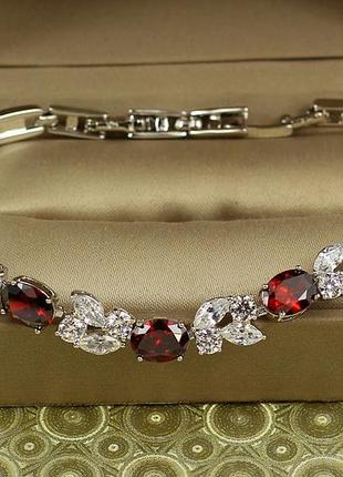 Браслет xuping jewelry звездопад с красными камнями 17,5 см серебристый love-shopping