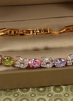 Браслет xuping jewelry звездопад с разноцветными 17,5 см золотистый love-shopping