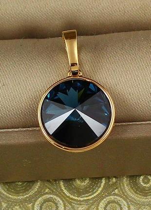 Кулон xuping jewelry большой камень сваровски темно-синий хамелеон 1,4 см золотистый love-shopping