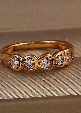 Кільце xuping jewelry доріжка із сердечок р 13 золотисте love-shopping