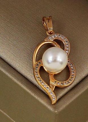 Кулон xuping jewelry предвкушение с жемчужиной 2,9 см золотистый love-shopping