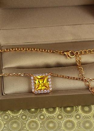 Набор xuping jewelry квадрат с желтым камнем 39 см добор 5 см золотистый love-shopping