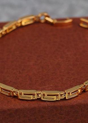 Браслет xuping jewelry гера с греческим узором 19 см 4 мм золотистый love-shopping