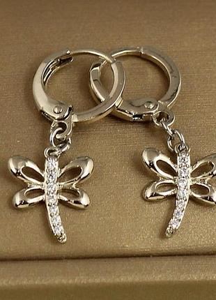 Сережки xuping jewelry стильна бабка 3 см сріблясті love-shopping