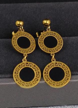 Сережки гвоздики xuping jewelry два кола з чорною серединкою 3.5 см лимонні love-shopping