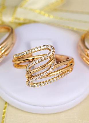 Кольцо xuping jewelry двойная змейка р 18 золотистое love-shopping
