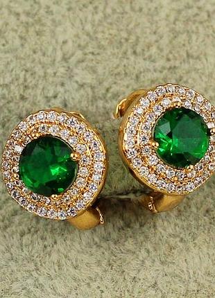 Серьги xuping jewelry большая мечта с зеленым камнем 1,3 см золотистые love-shopping