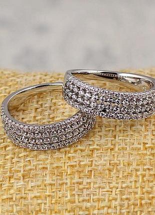 Кольцо xuping jewelry спереди четыре дорожки из камней 16 р серебристое love-shopping