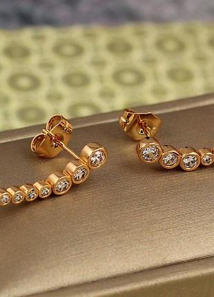 Сережки кафи xuping jewelry мильна пінка з каменями в обідку 2.9 см золотисті love-shopping
