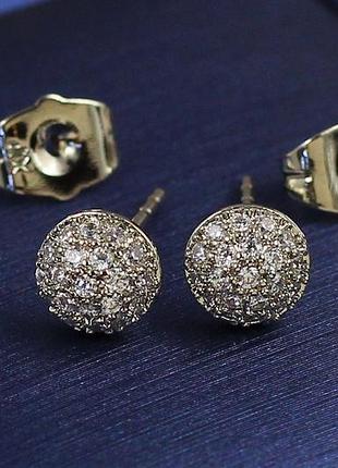 Сережки гвоздики xuping jewelry напівсфера з камінців 7 мм сріблясті love-shopping