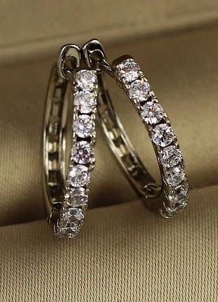 Серьги xuping jewelry колечки дорожки 1.7 см серебристые love-shopping