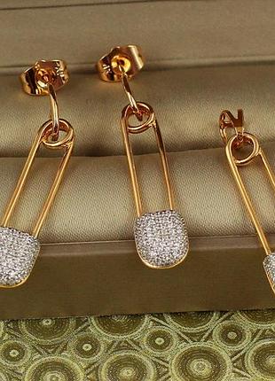 Набор xuping jewelry серьги гвоздики подвески с кулоном булавка с родием 3.5 см золотистый love-shopping