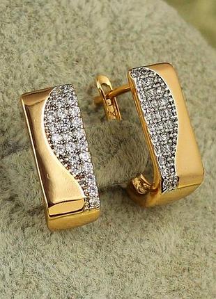 Сережки xuping jewelry спектакль з родієм 1,7 см золотисті love-shopping