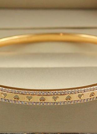 Браслет бэнгл xuping jewelry со сквозными сердечками 60 мм 5 мм на руку от 16см до19 см золотистый