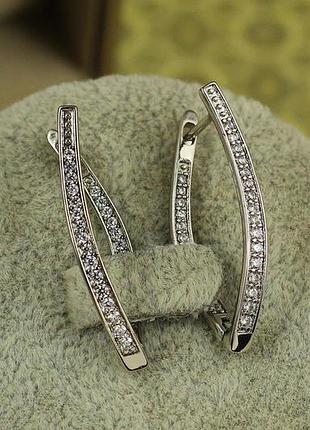Сережки xuping jewelry овальні дужки 3 см сріблясті love-shopping