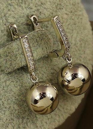 Серьги подвески xuping jewelry шарики 10 мм 2,5 см серебристые love-shopping