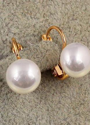 Серьги xuping jewelry жемчуг с французкой застежкой 1,6 см золотистые love-shopping