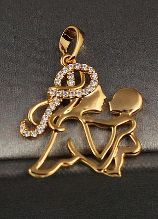 Кулон xuping jewelry мать с волосами из фианитов и дитя 2.2 см золотистый love-shopping