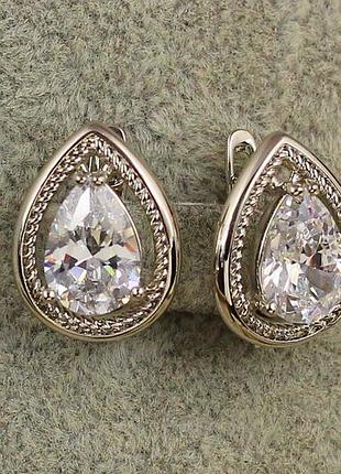 Серьги xuping jewelry капля в окантовке 1,7 см серебристые love-shopping