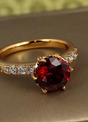 Кольцо xuping jewelry зерно граната с красным камнем р 20 золотистое love-shopping