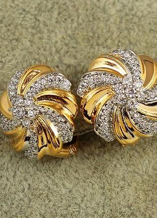 Серьги xuping jewelry агафья с родием 1,7см золотистые love-shopping