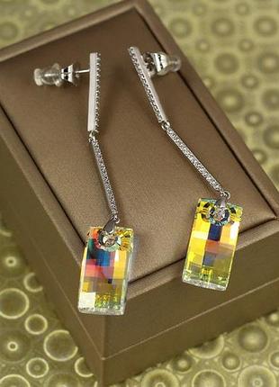 Серьги подвески xuping jewelry большие белые прямоугольники 6,7 см серебристые love-shopping