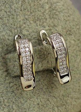 Серьги xuping jewelry волна с двумя дорожками 1,7 см серебристые love-shopping