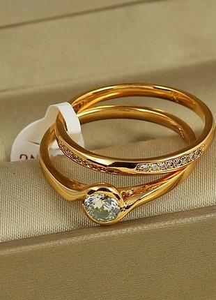 Кольцо xuping jewelry двойное зрачок р 20 золотистое love-shopping