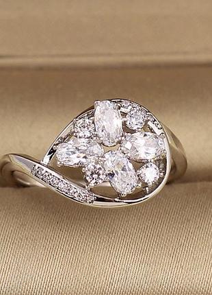 Кольцо xuping jewelry кластер р 19 серебристое love-shopping